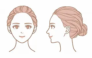 正面と横向きの女性の顔のイラスト