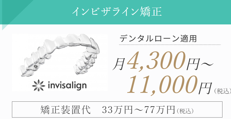 インビザライン矯正料金バナー